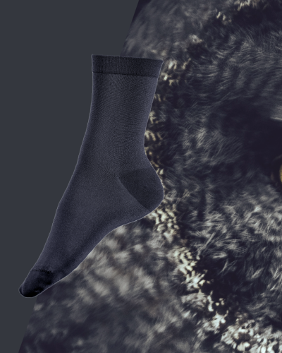 Chaussettes unies Hibou Cendré en fils recyclés